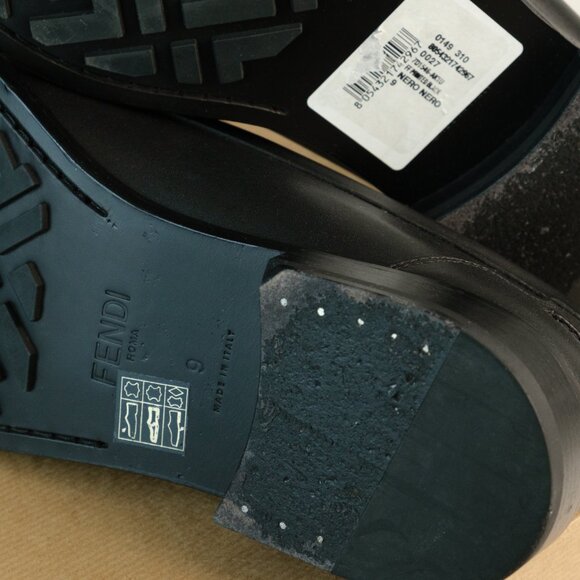 Fendi Men’s Tonal FF-Monogram Leather O’Lock Loafers, Black, US 9/EU 42 - Picture 4 of 11